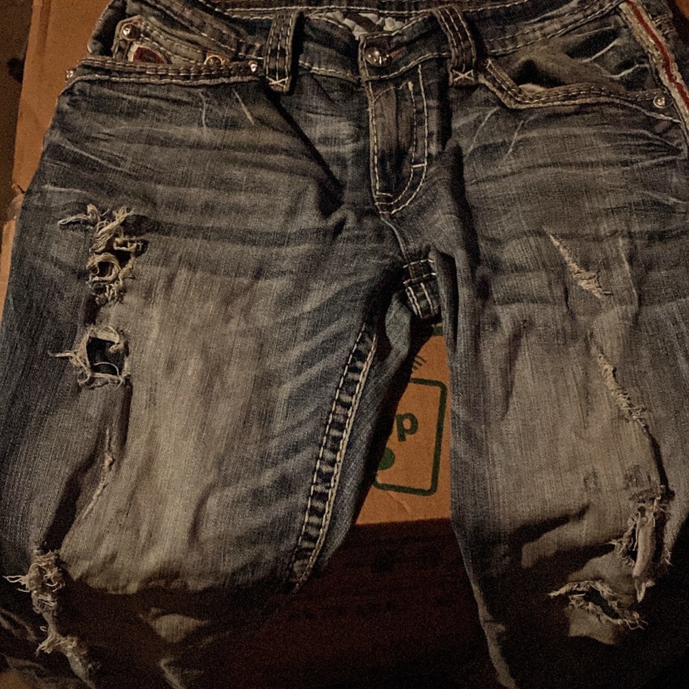 Rock Revival Blue Boyfriend Distressed Jeans